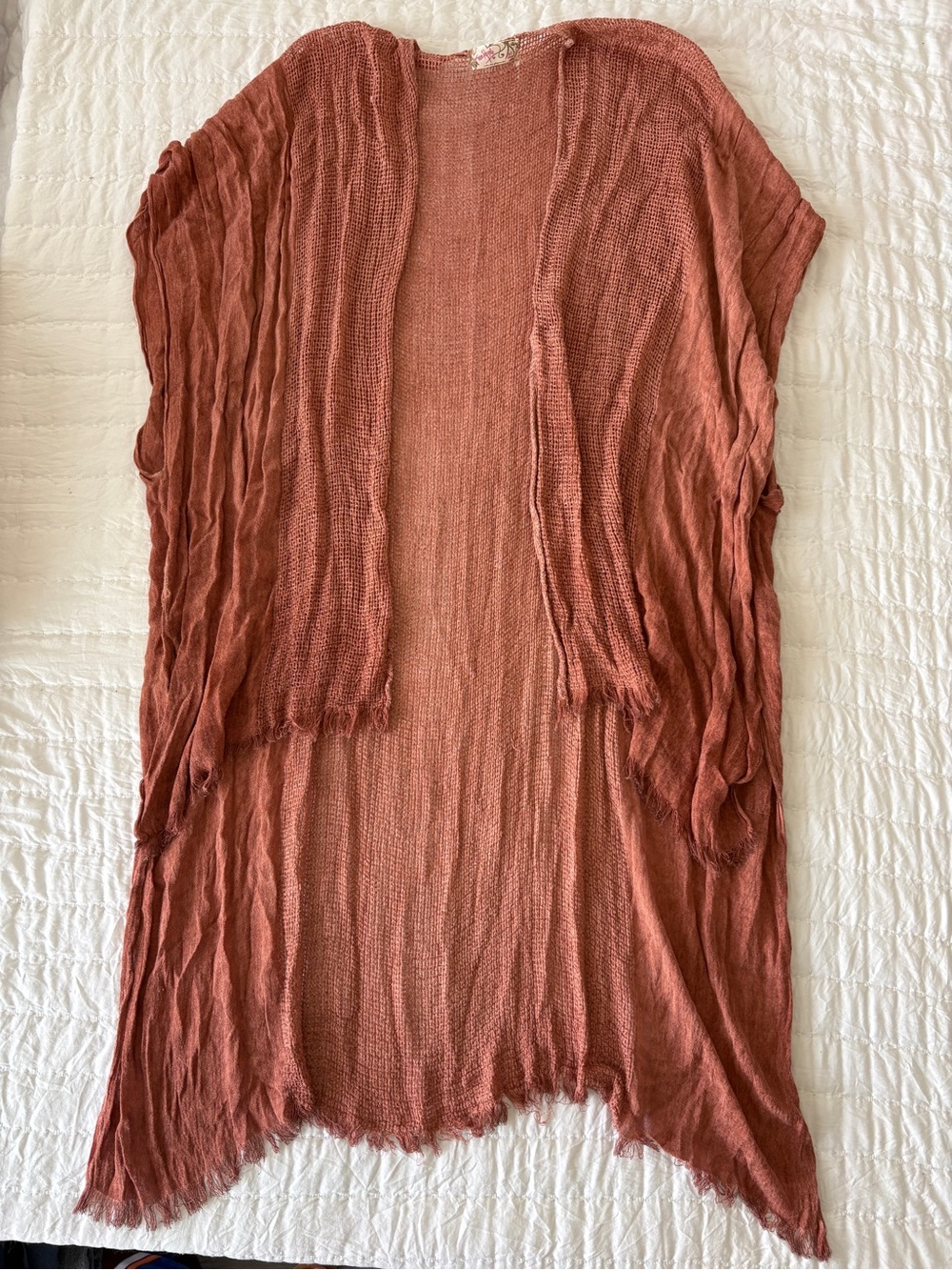 Free People Rust Coral Open-Front Kimono